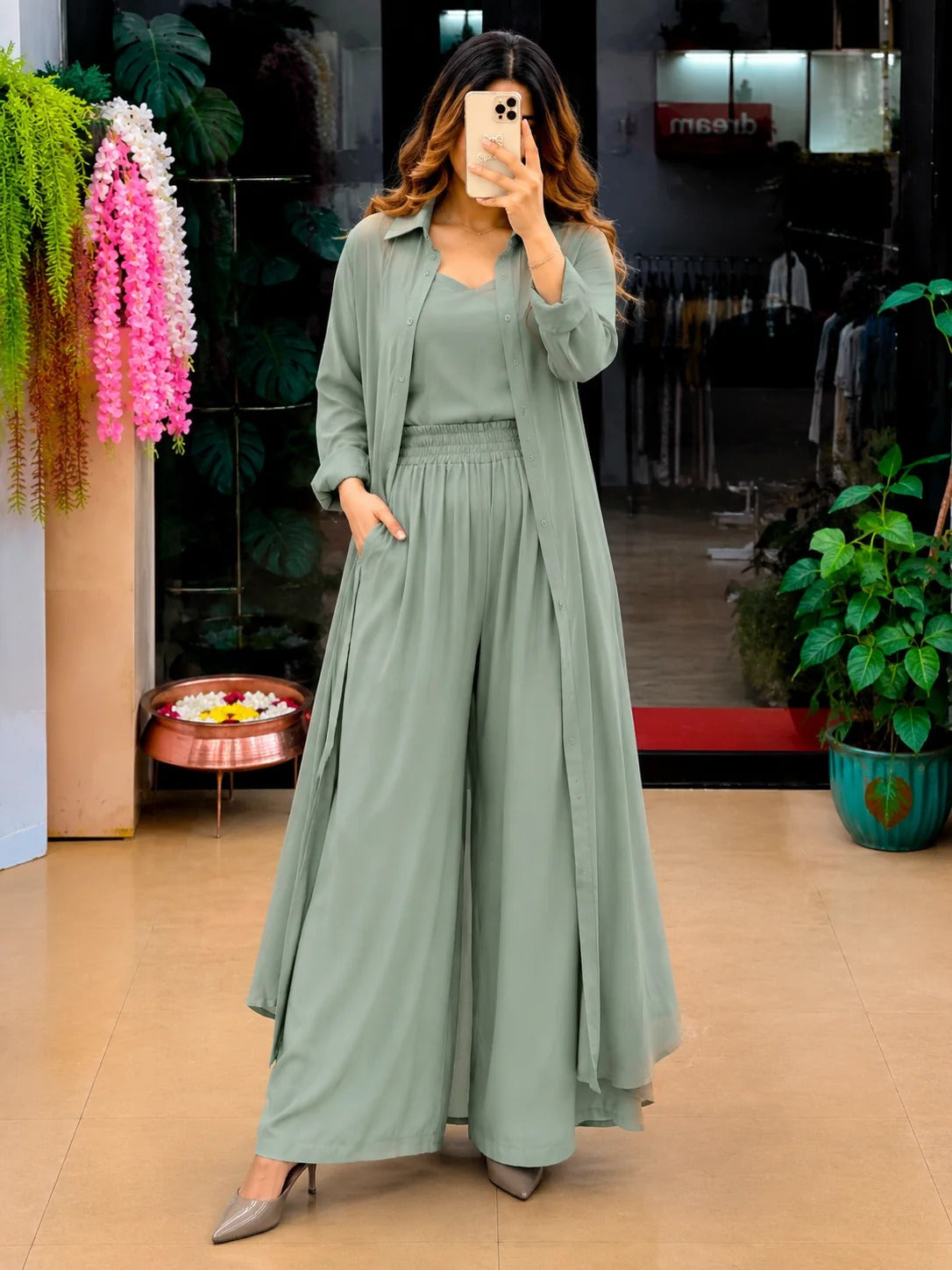 Women's 3-Piece Co-Ord Set with Long Shrug