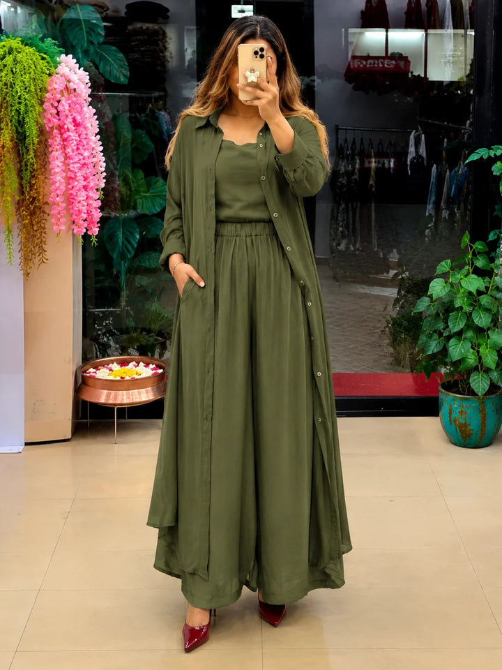 Women's 3-Piece Co-Ord Set with Long Shrug