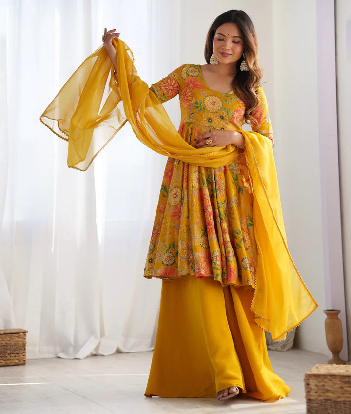 Beautiful Floral Design And Super Kurta Set